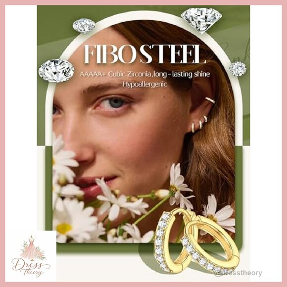 14K Gold Plated Dainty Hoop Earrings Set - 4 Pairs Hypoallergenic - Picture 3 of 8